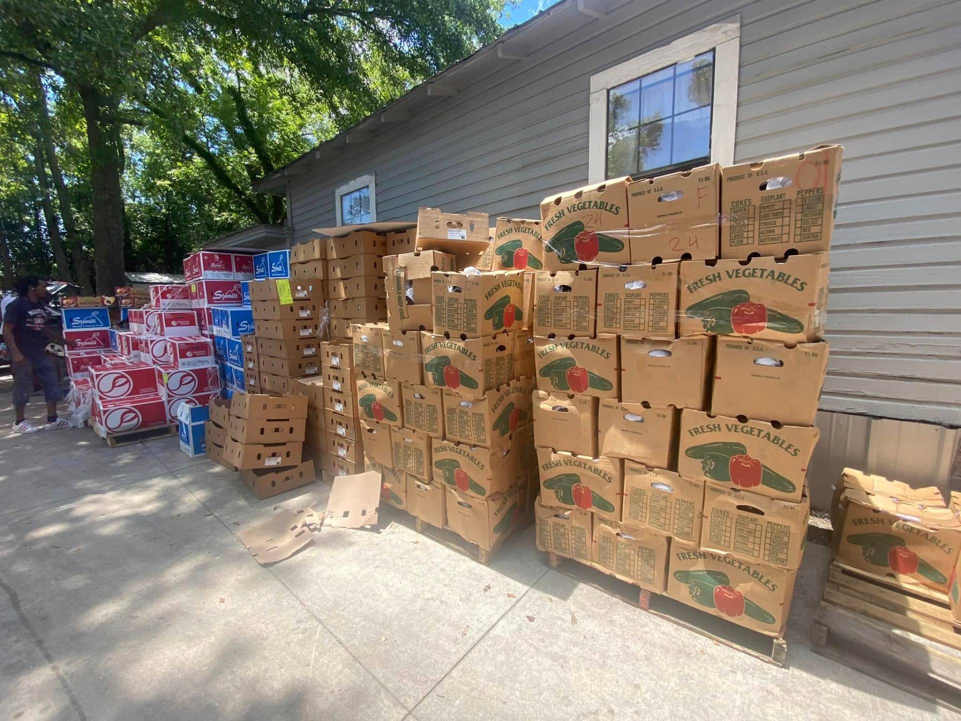 Pallets of fresh produce